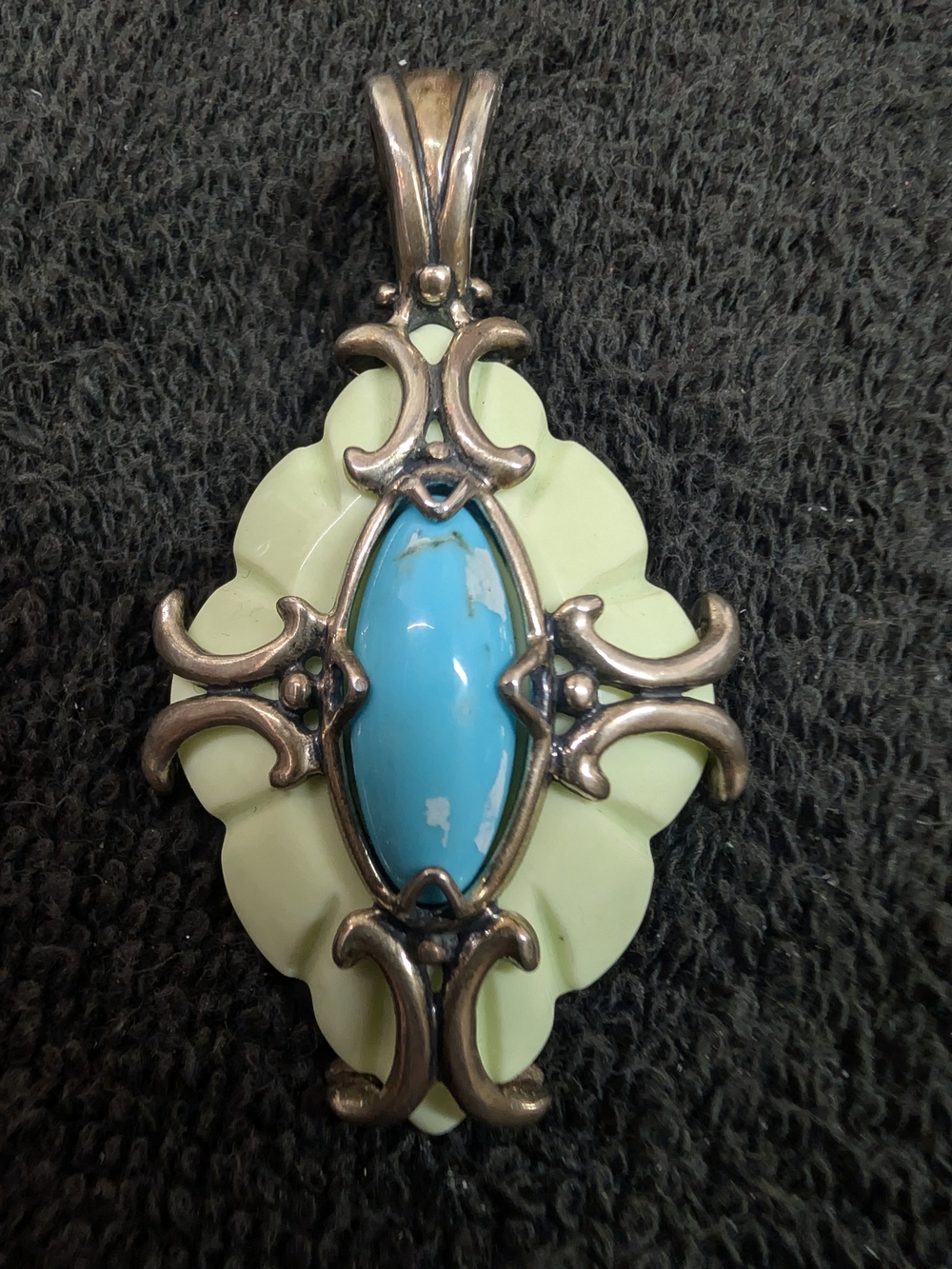 Carolyn Pollock Sterling Silver Turquoise & Pale Green Pendant - Women Jewelry